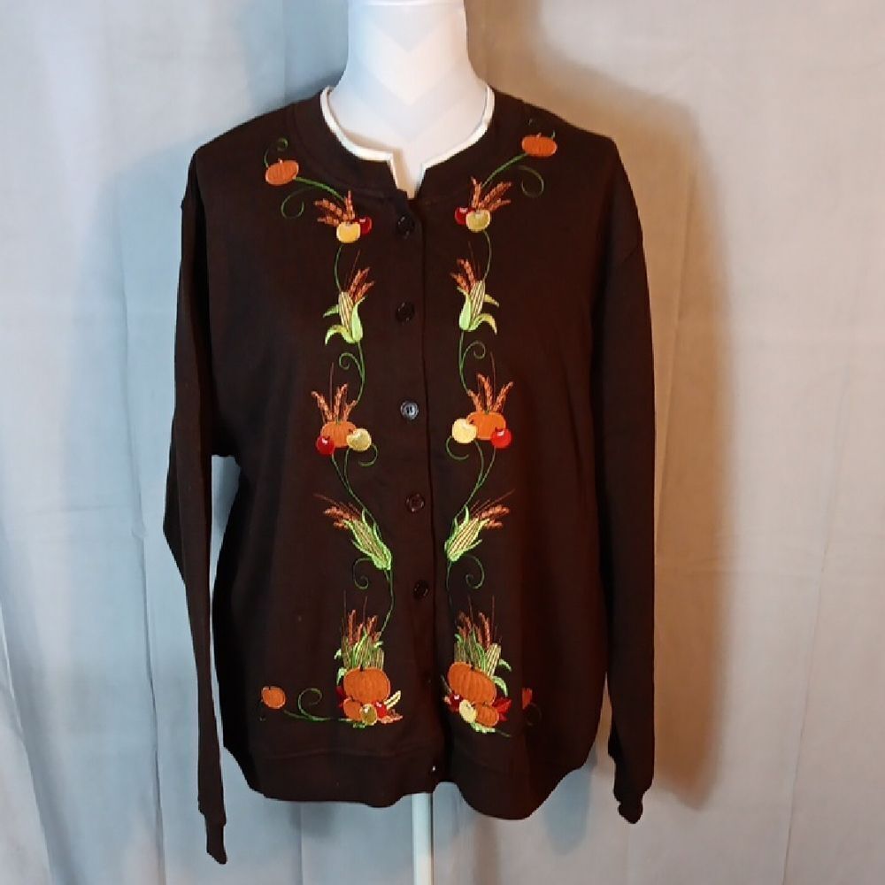 Embroidered Brown Sweater
